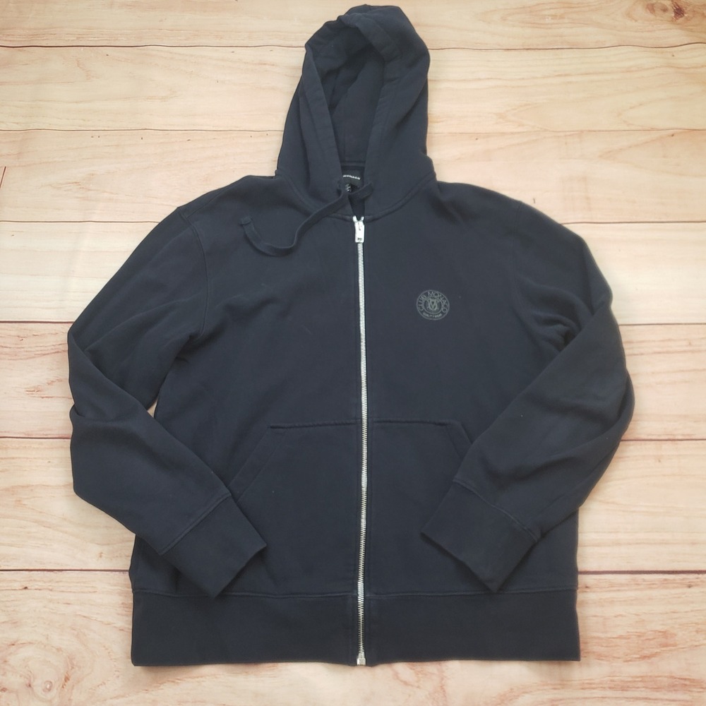 Club Monaco Sweater Mens M Blue Full Zip Fleece Hoodie Sweatshirt Crest Logo